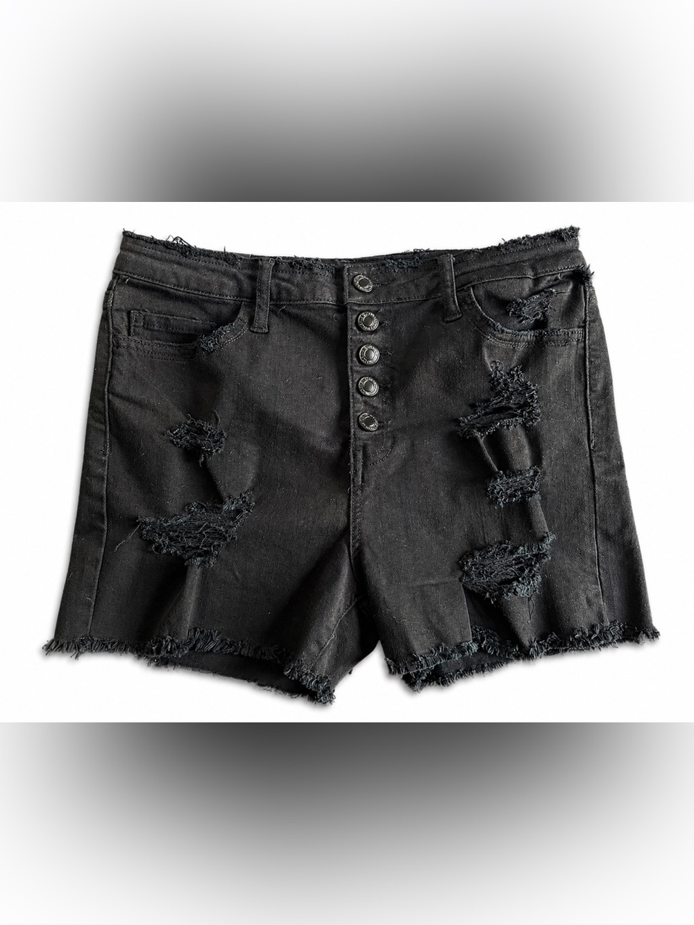 VERVET Black Distressed High Rise Denim Shorts 29”